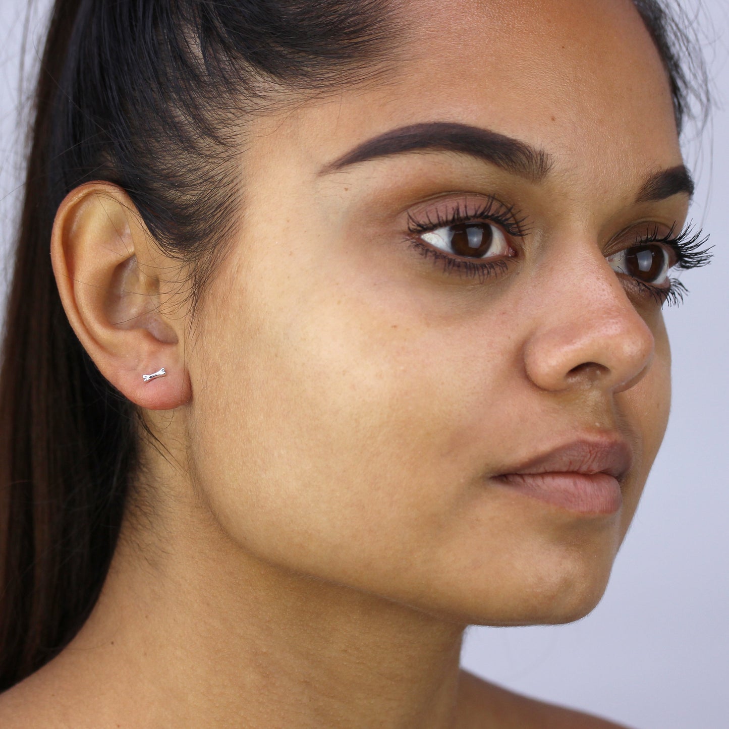 Sterling Silver Bone Stud Earrings