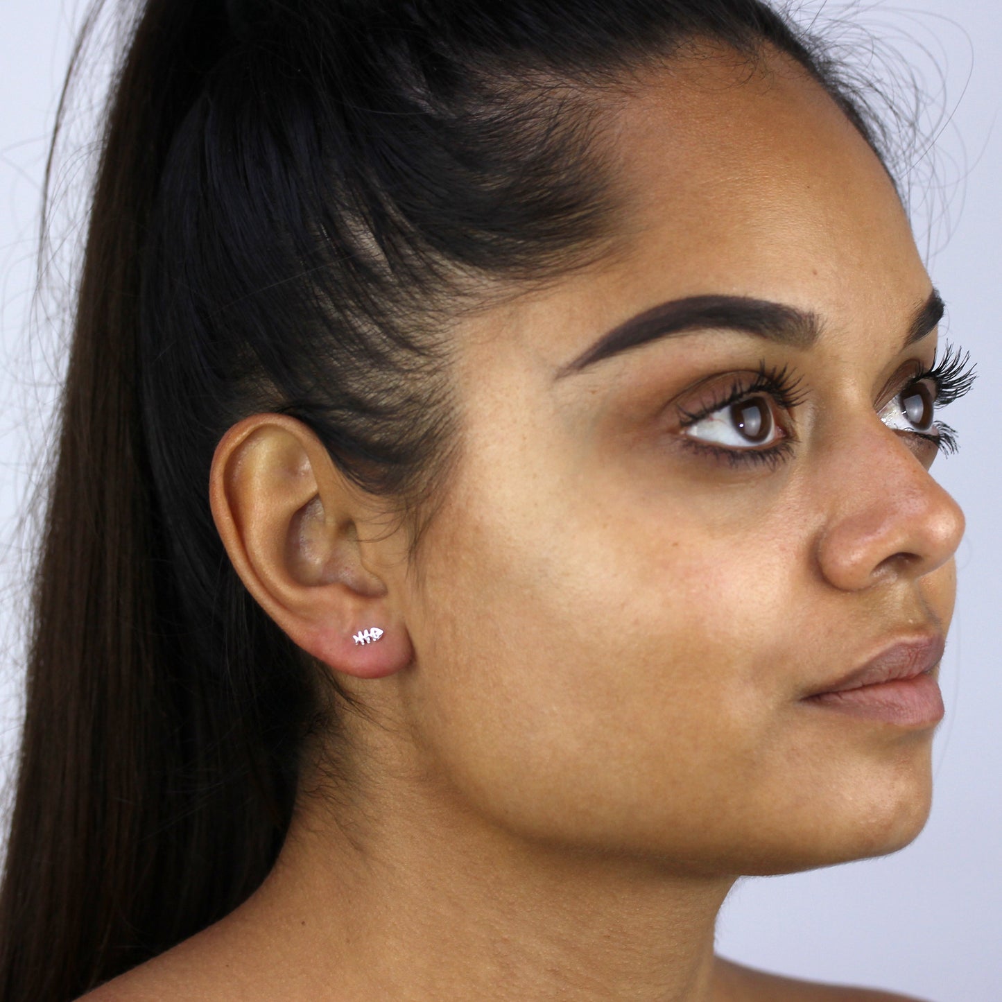 Sterling Silver Fish Bone Stud Earrings