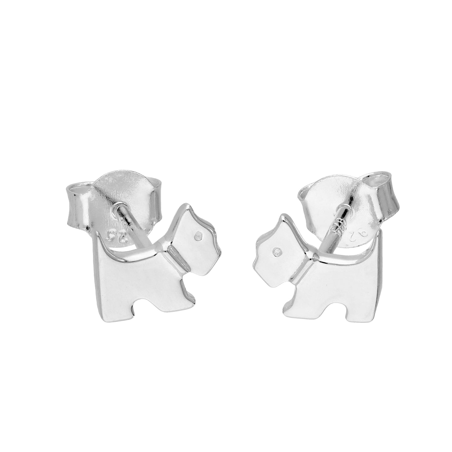 Sterling Silver Little Scottie Dog Stud Earrings
