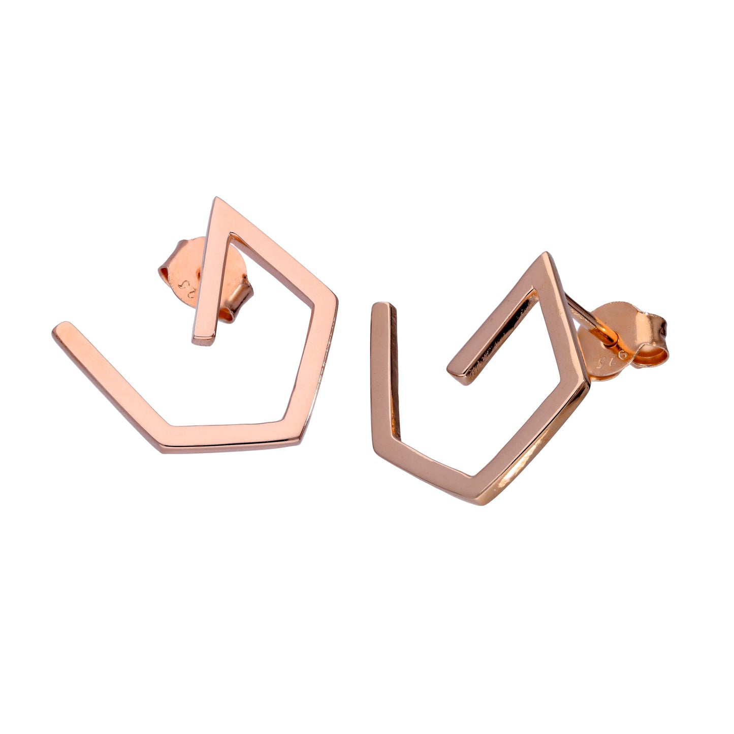 Rose Gold Plated Sterling Silver Shape Stud Earrings