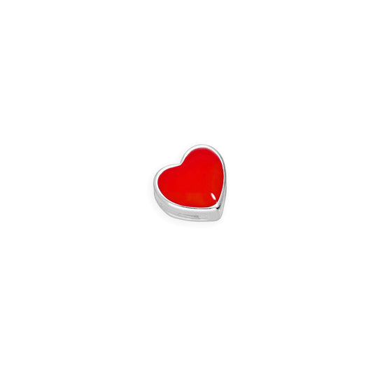 Sterling Silver & Red Enamel Floating Heart Charm