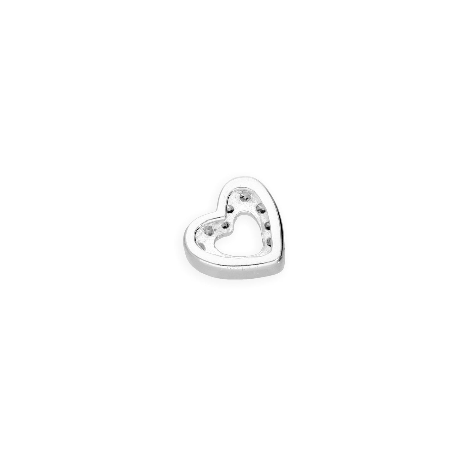 Sterling Silver & Clear CZ Crystal Open Floating Heart Charm