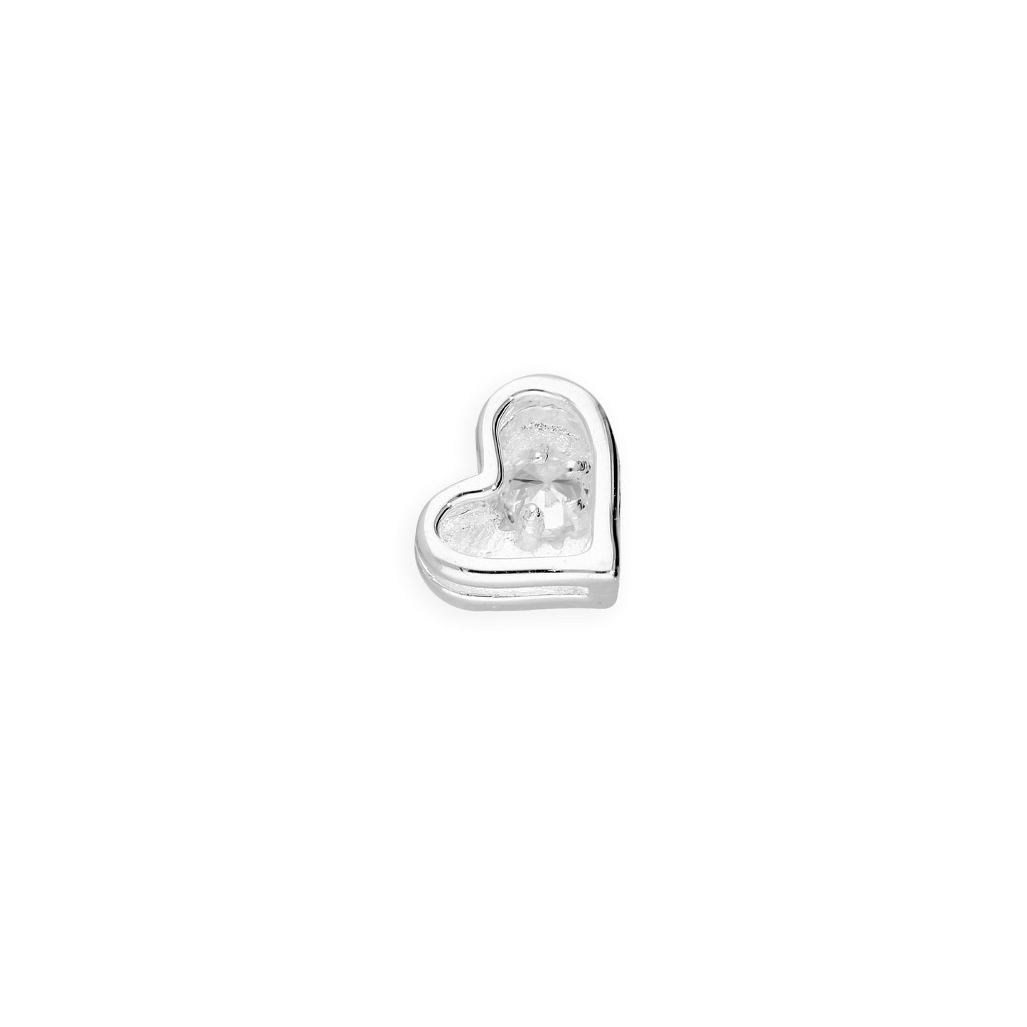 Sterling Silver Floating Heart Charm w Clear CZ Crystal Star