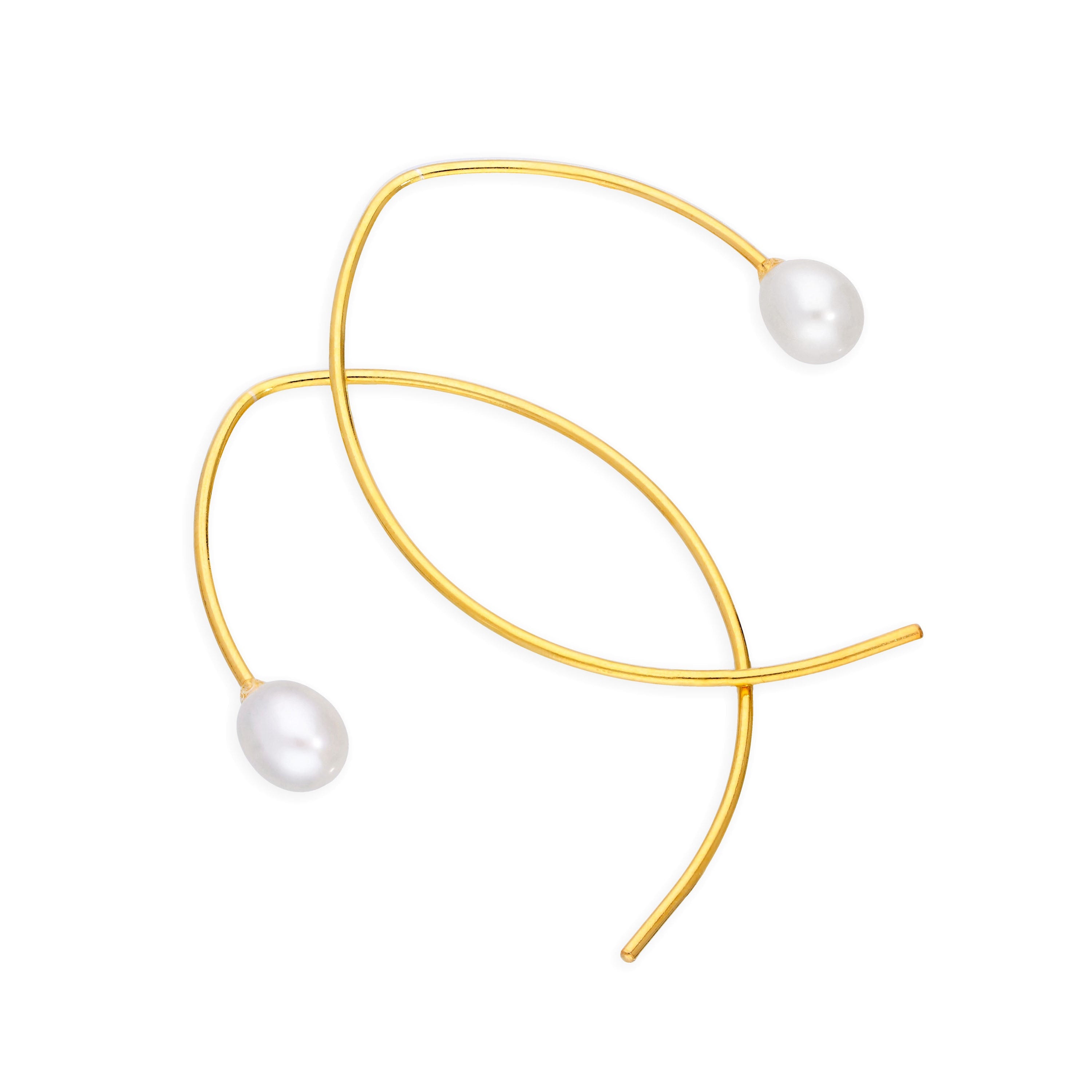 Pearl Curve Earrings Gold