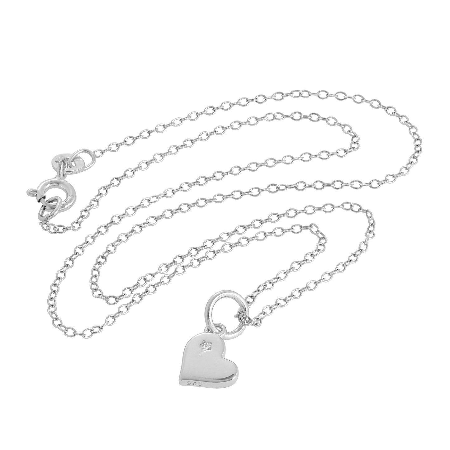 Sterling Silver & Genuine Diamond Heart Necklace