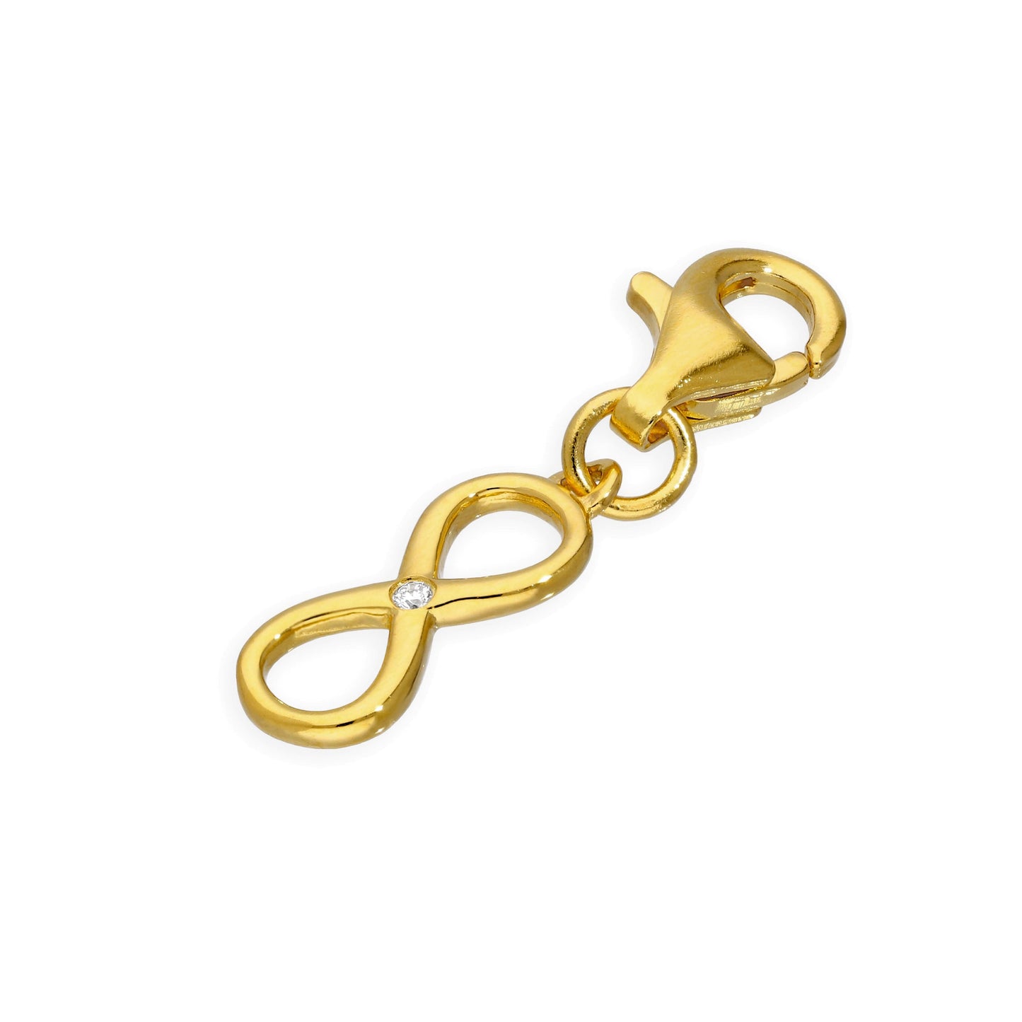 Gold Plated Sterling Silver & Genuine Diamond Infinity Symbol Clip on Charm