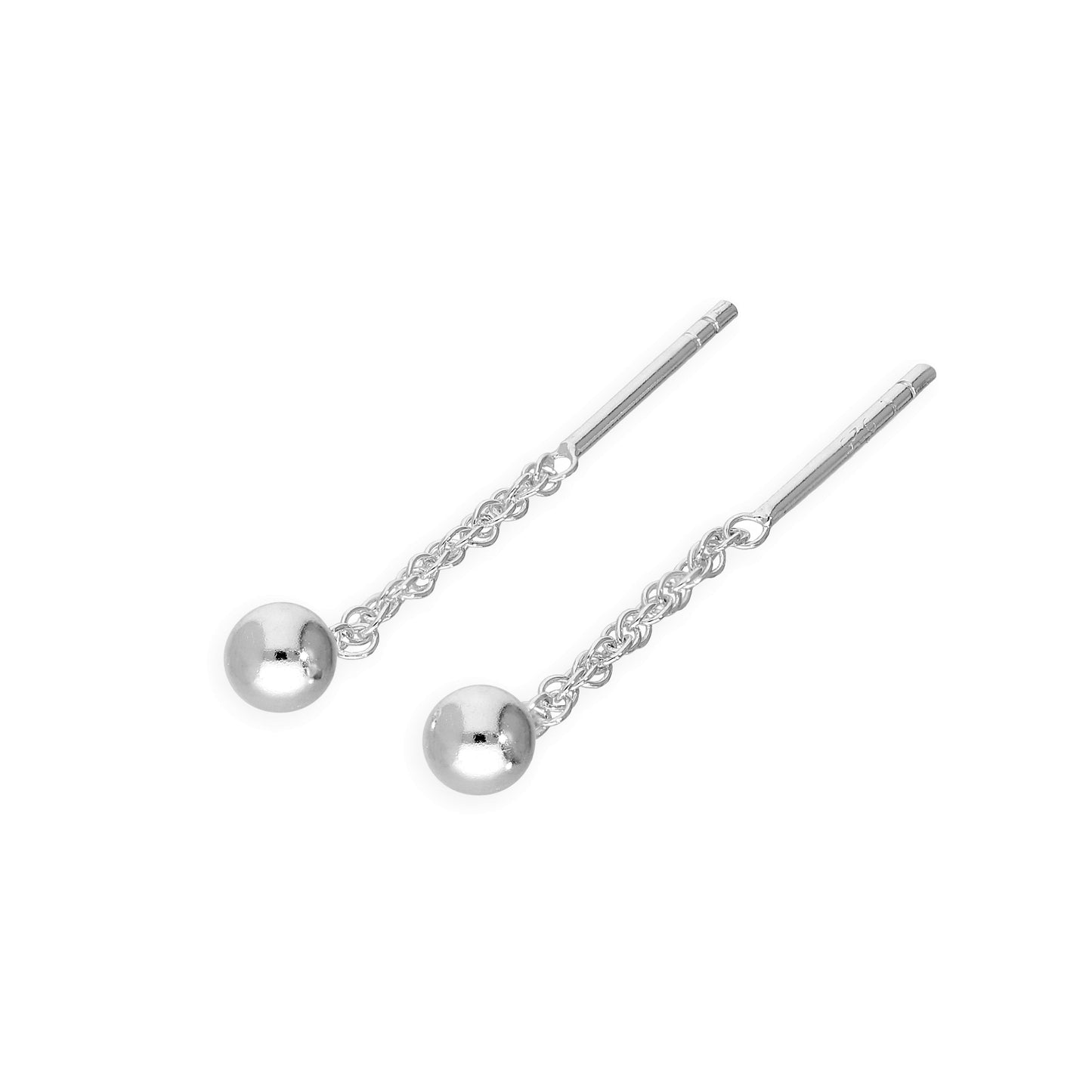 Sterling Silver 4mm Ball Short Pull Through Earrings
