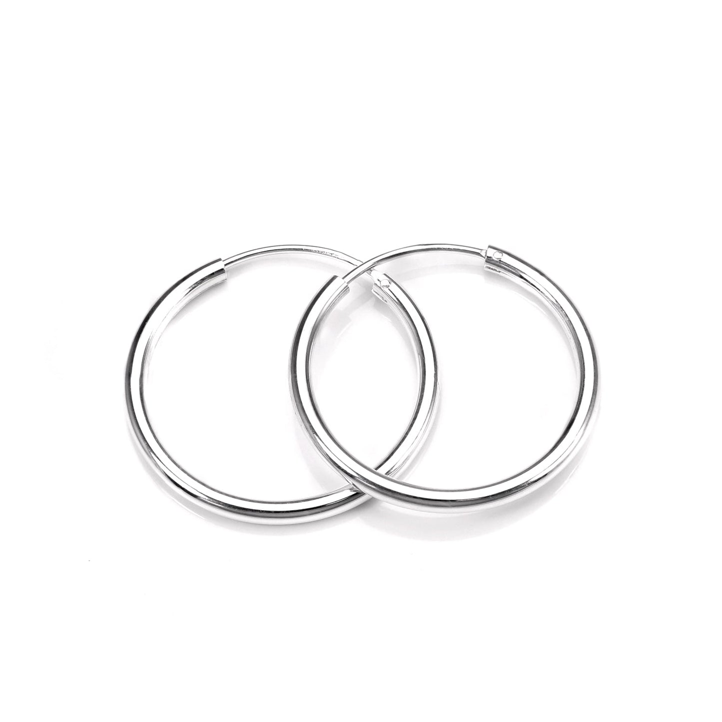 Sterling Silver 25mm Hoop Earrings with 2mm Tube