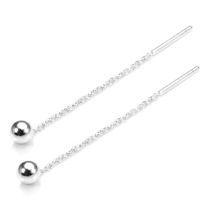 Sterling Silver 4mm Ball Pull Through Earrings