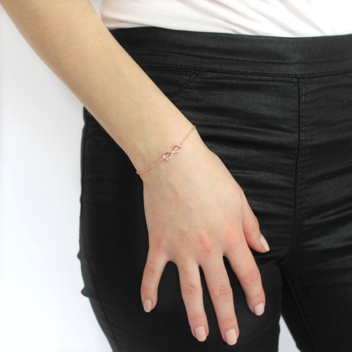 Rose Gold Plated Sterling Silver Infinity Belcher Bracelet with Clasp