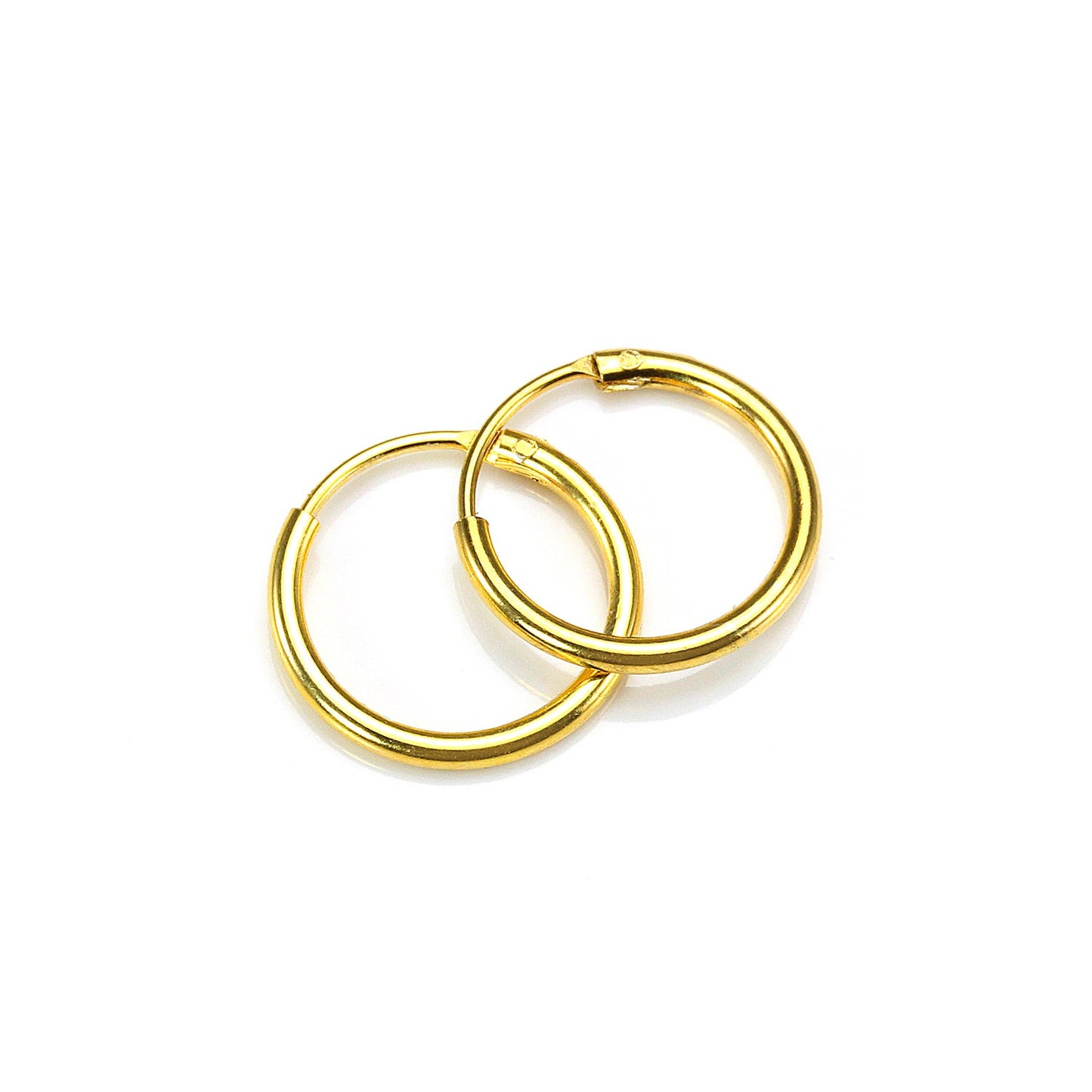 Gold Plated Sterling Silver Hoop Sleeper Earrings - 8mm - 35mm