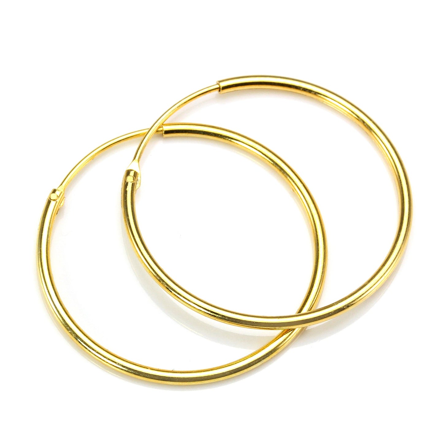Gold Plated Sterling Silver Hoop Sleeper Earrings - 8mm - 35mm