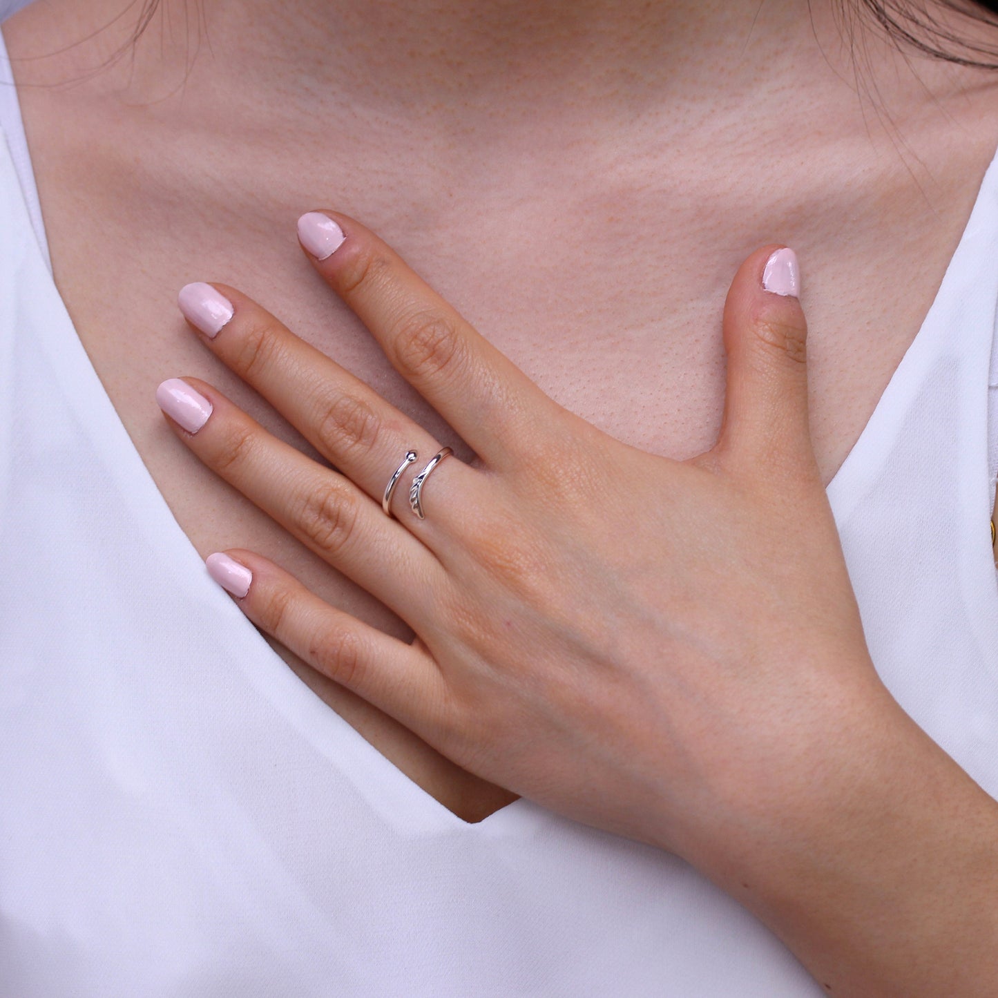 Sterling Silver Heart & Arrow Adjustable Midi Ring