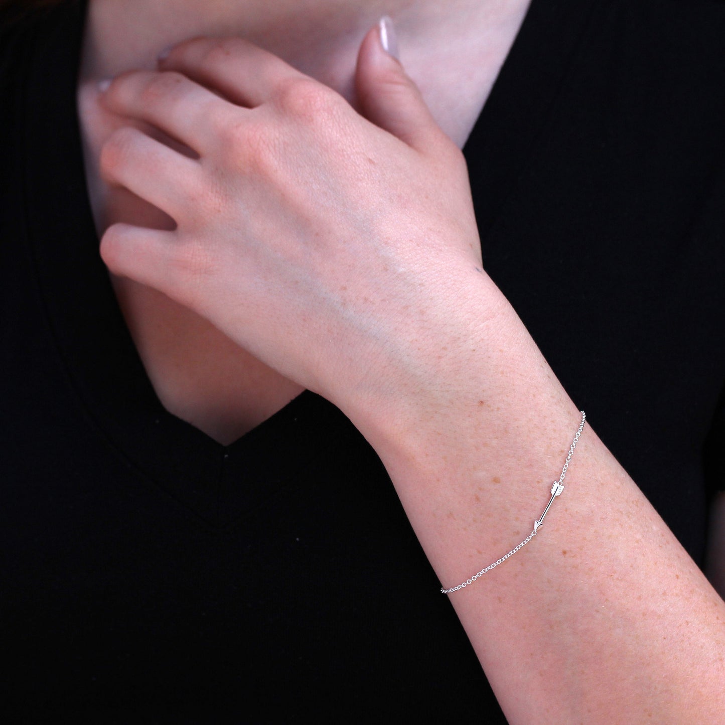 Fine Light Sterling Silver 7 Inch Arrow Bracelet with Lobster Clasp