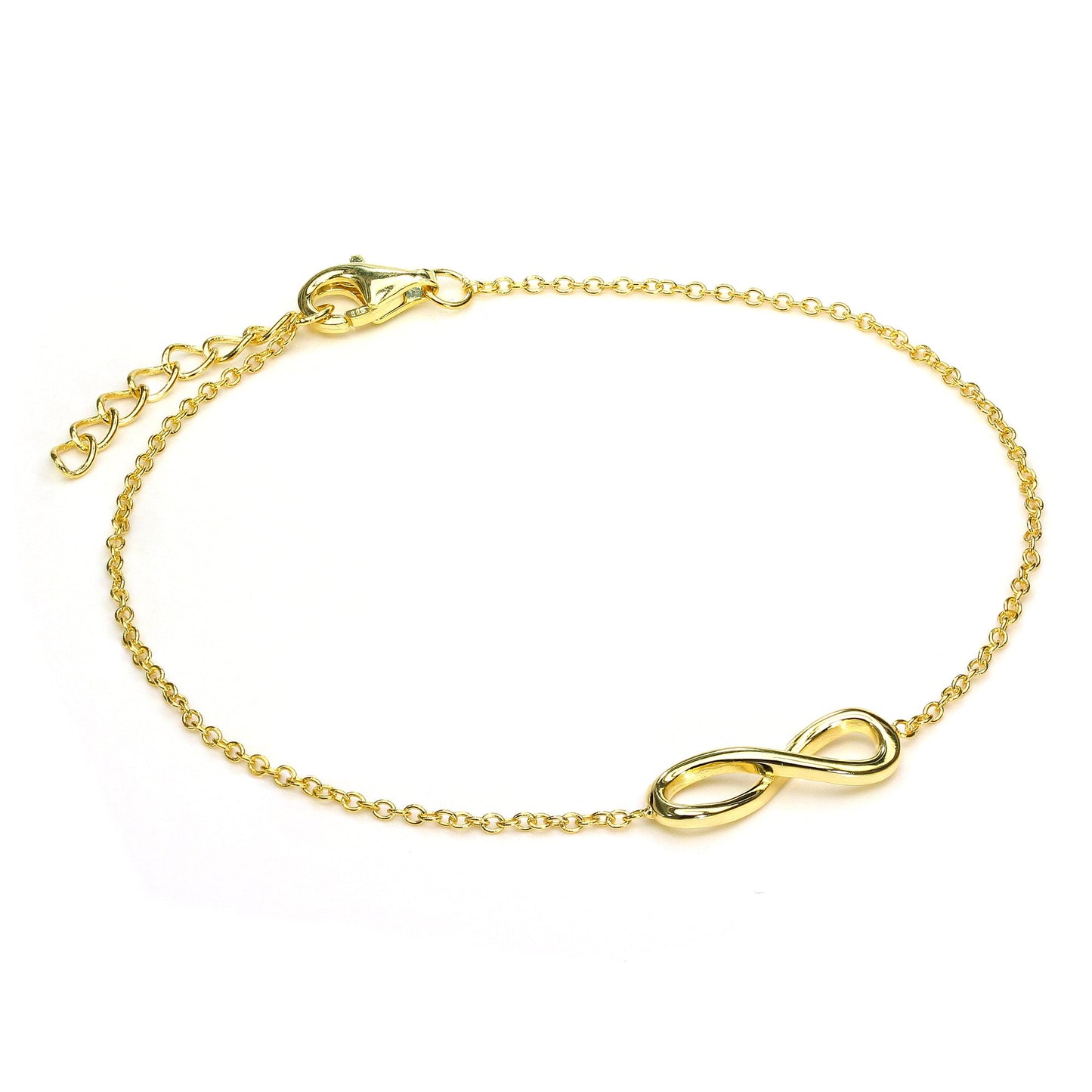 Gold Plated Sterling Silver Fine Infinity Bracelet with Clasp