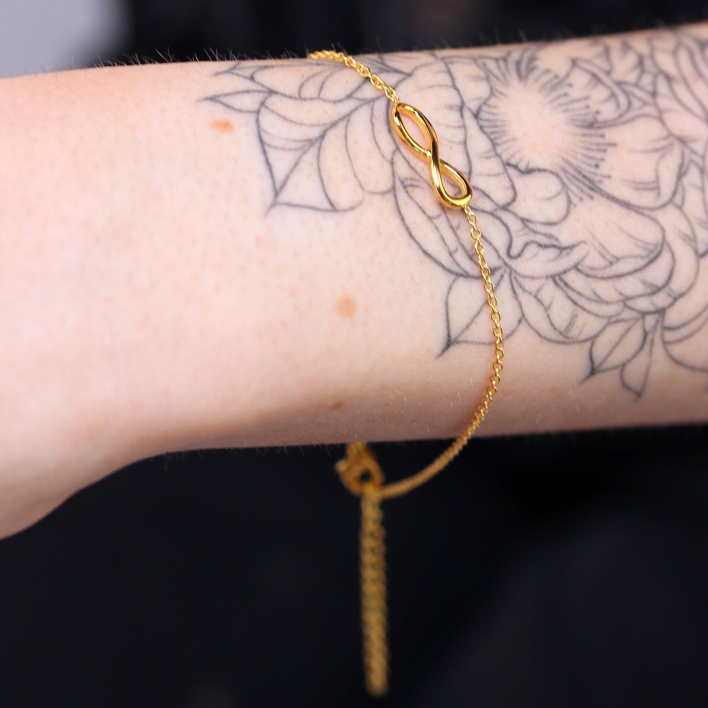 Gold Plated Sterling Silver Fine Infinity Bracelet with Clasp