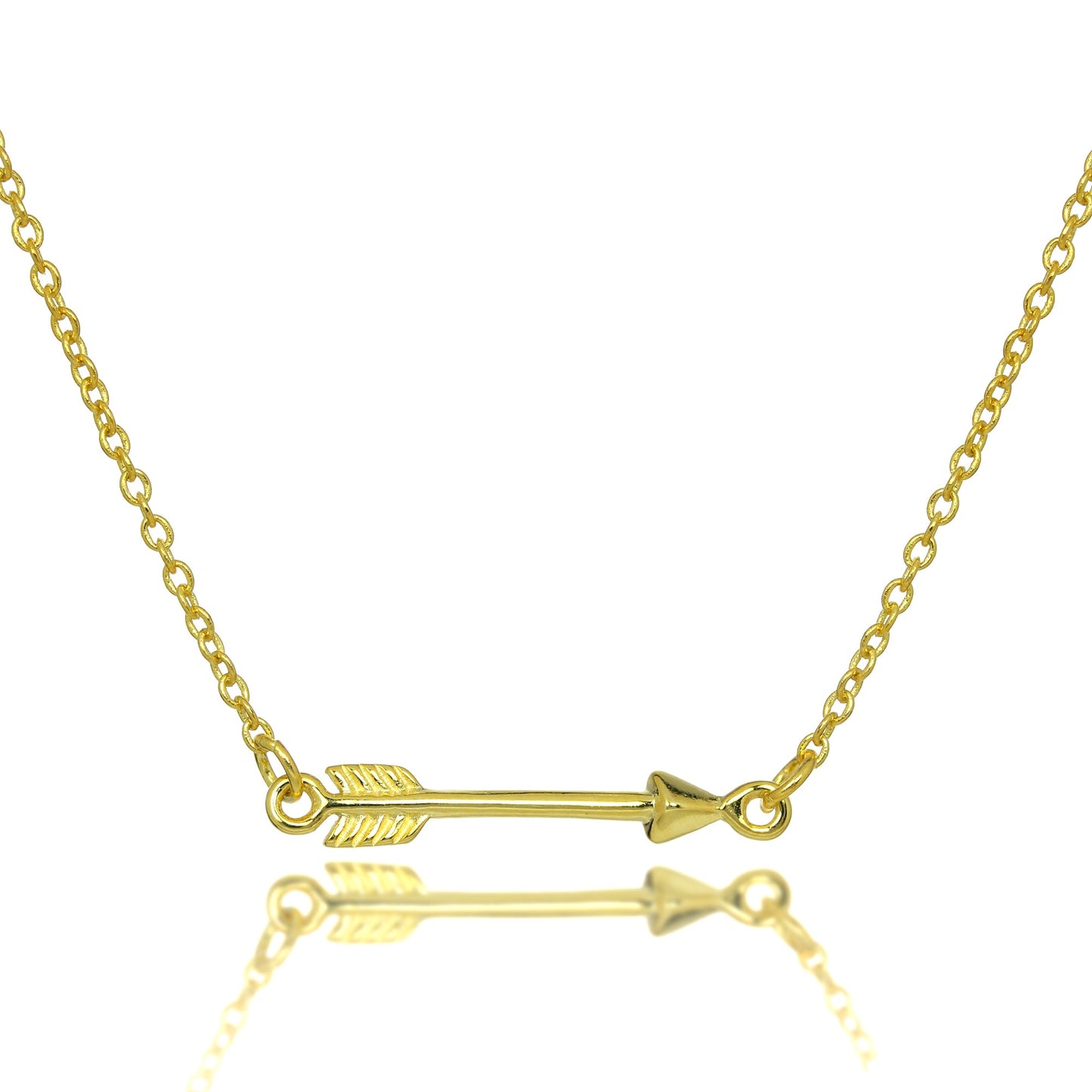 Gold Plated Sterling Silver 16 Inch Arrow Necklace Chain