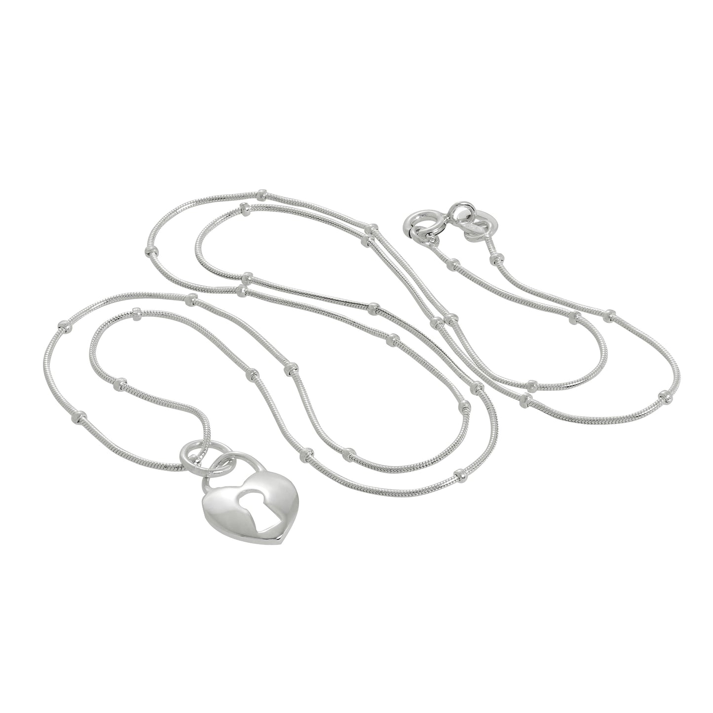 Sterling Silver Heart Padlock Pendant Necklace 16 - 22 Inches