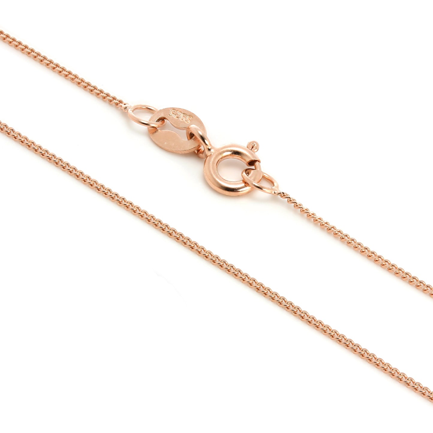 Rose Gold Plated Sterling Silver Fine Diamond Cut Curb Chain 14 - 32 Inches