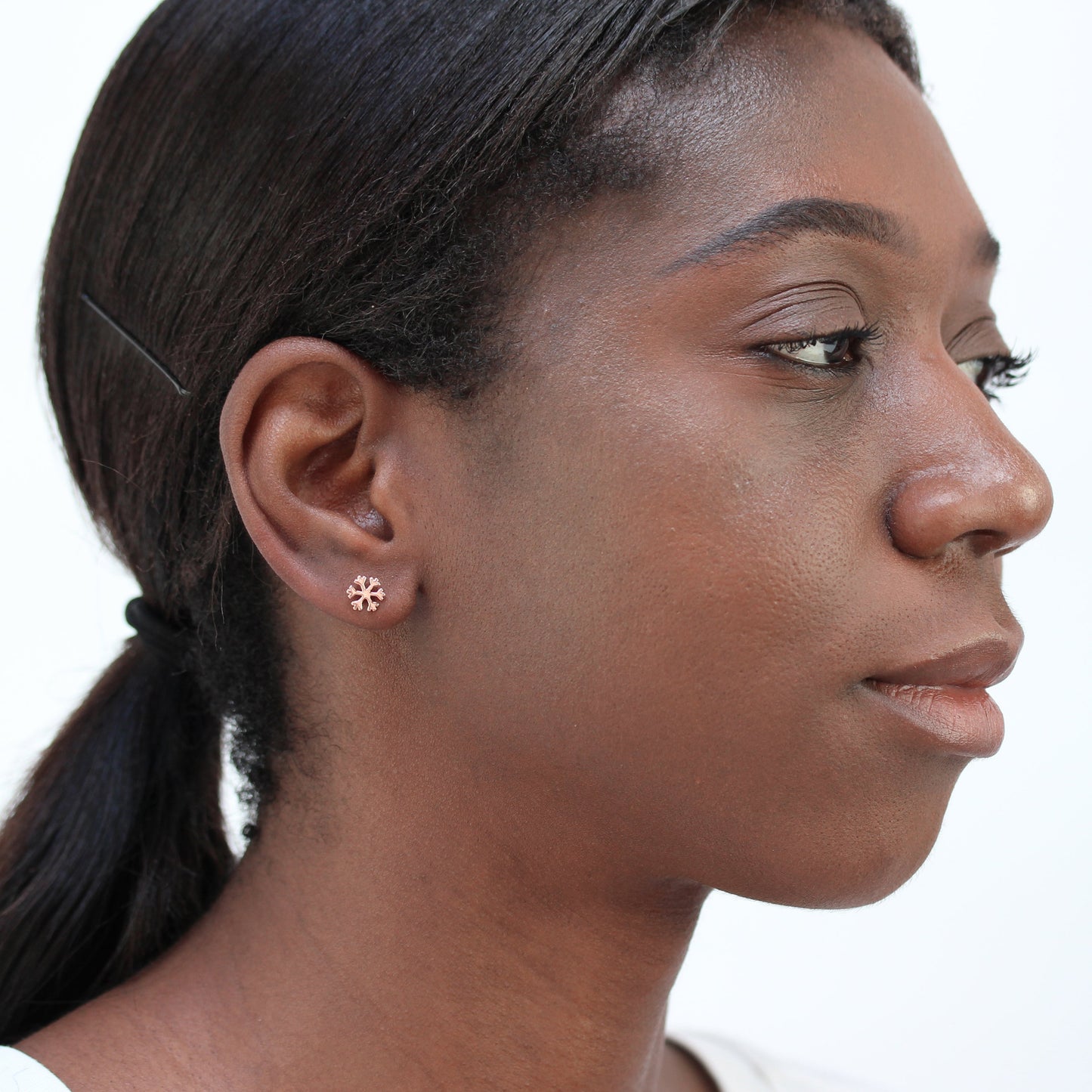 Rose Gold Plated Sterling Silver Snowflake Stud Earrings