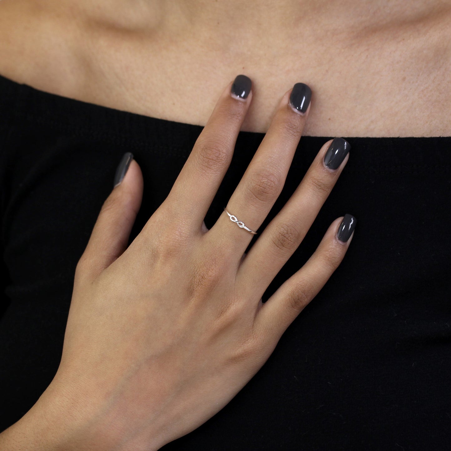 Sterling Silver Infinity Loop 1mm Stacking Ring Size I - W