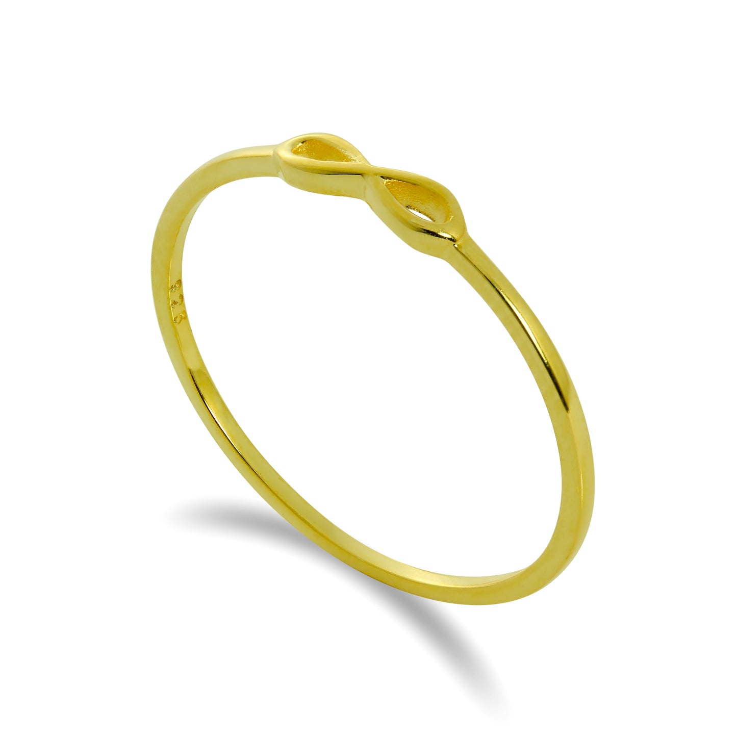 Gold Plated Sterling Silver Infinity Loop 1mm Stacking Ring Size J - W