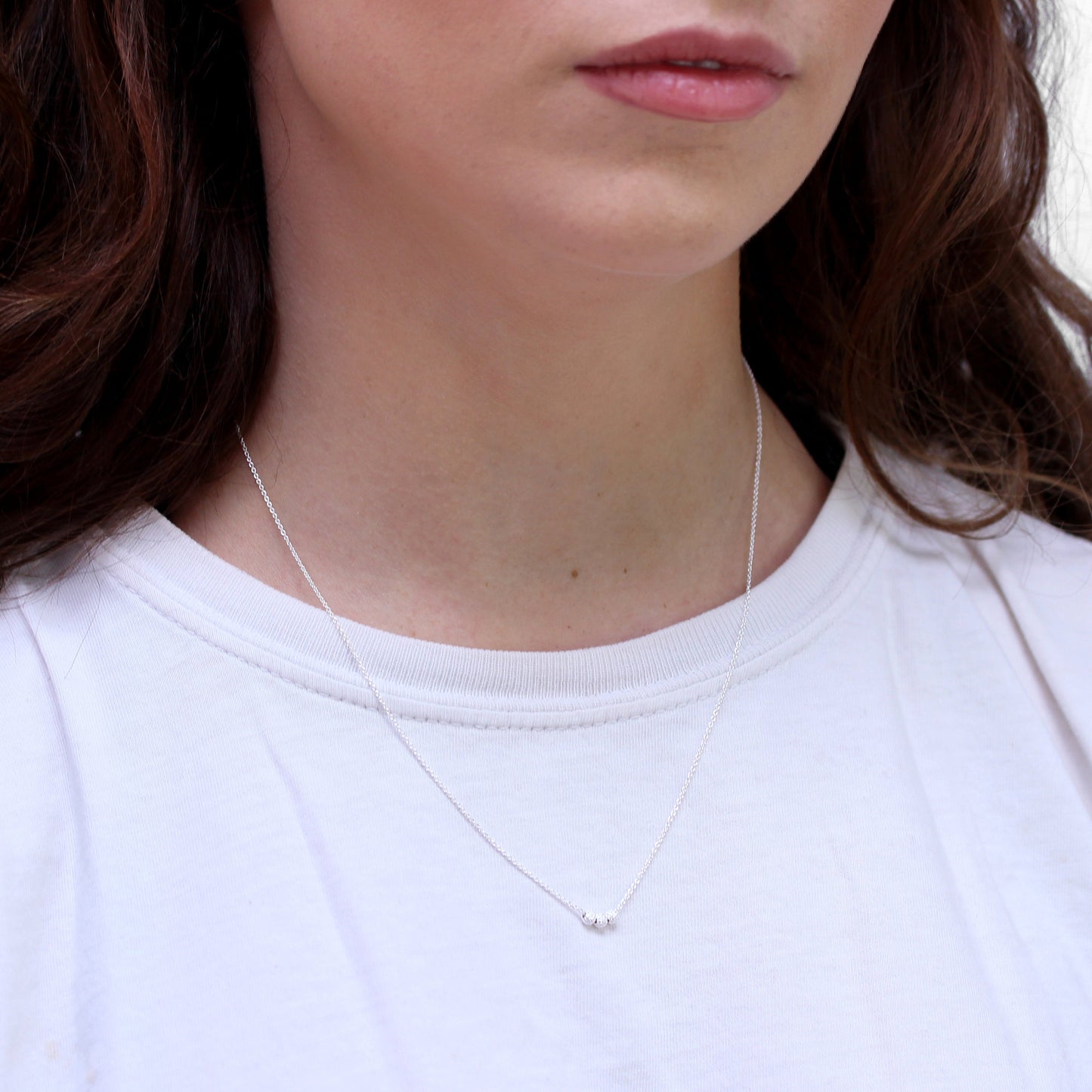 Sterling Silver Triple Snowball 18 Inch Necklace