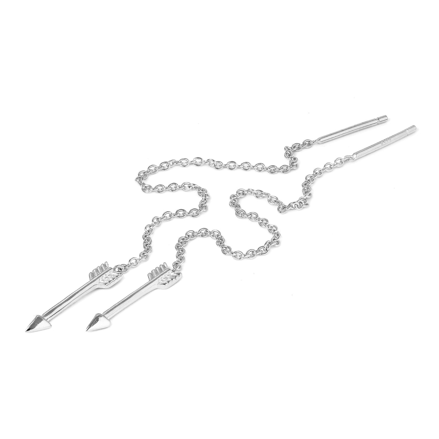Sterling Silver Arrow Pull Through Earrings