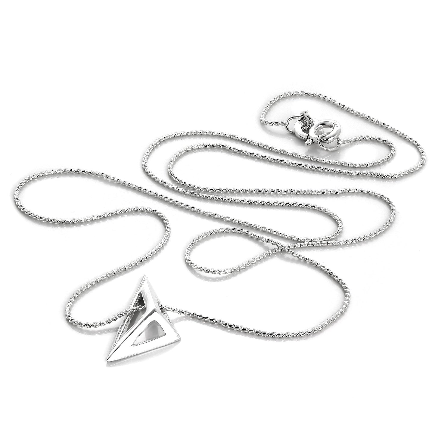 Sterling Silver Open Triangle Necklace on Foxtail Chain