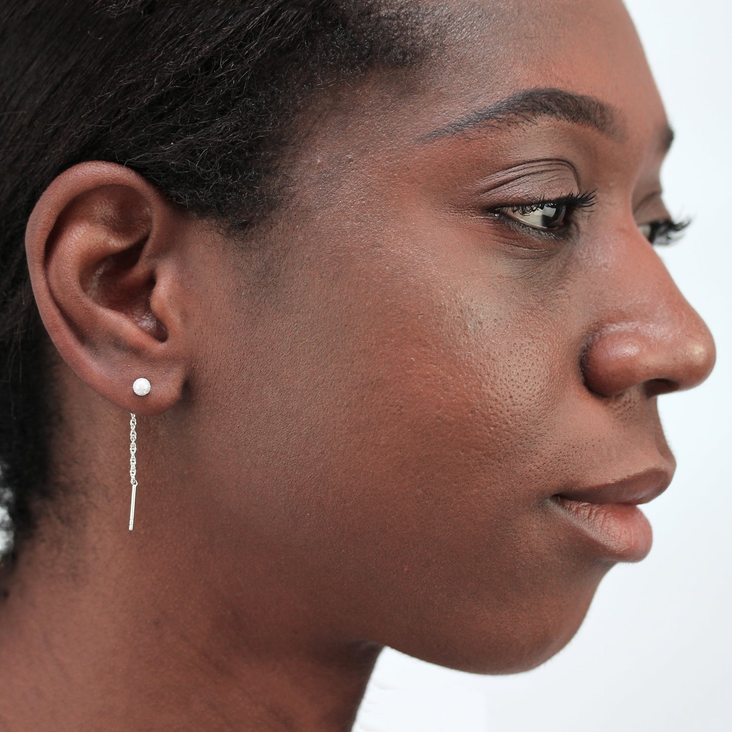 Sterling Silver Frosted 4mm Ball Pull Through Earrings