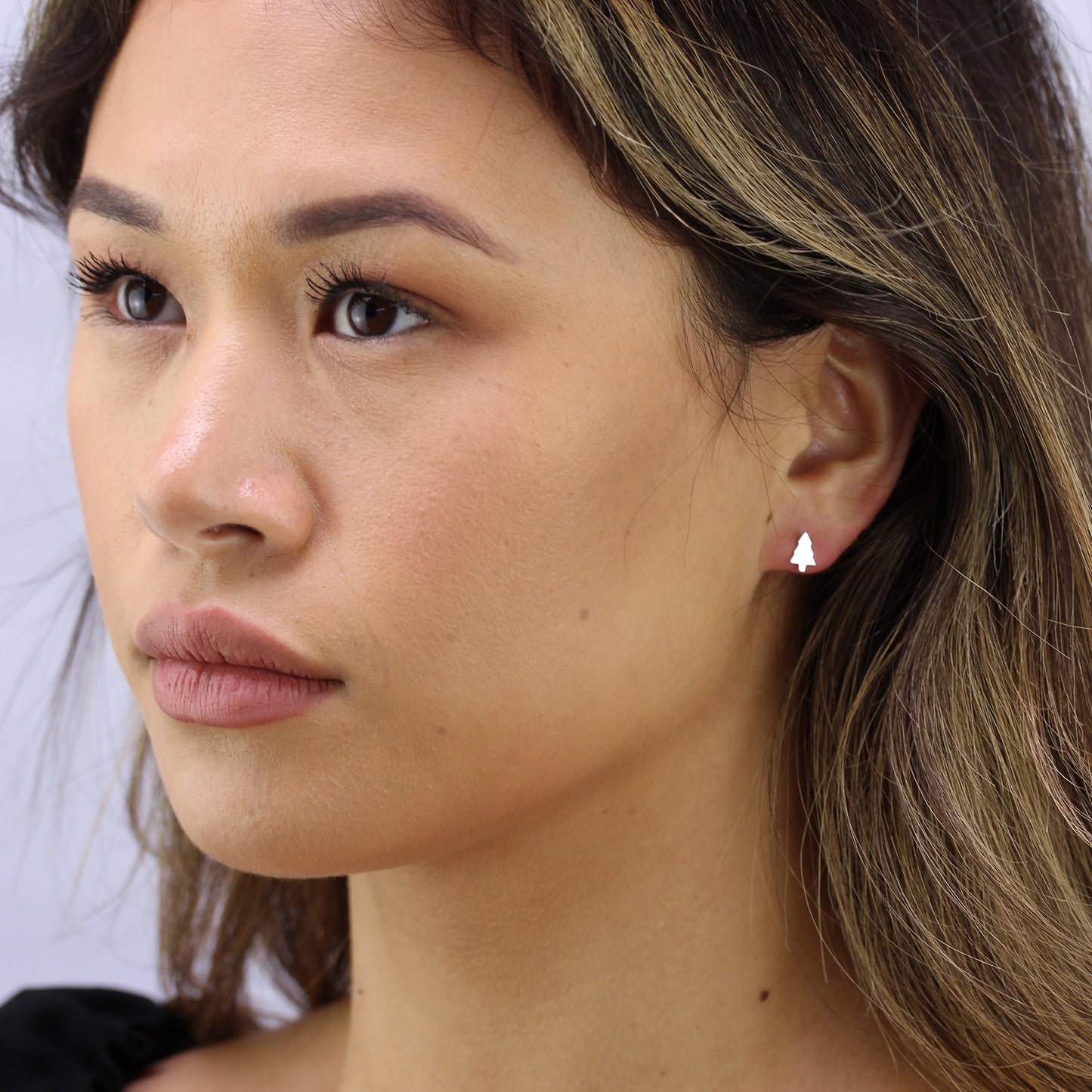 Sterling Silver Christmas Tree Stud Earrings