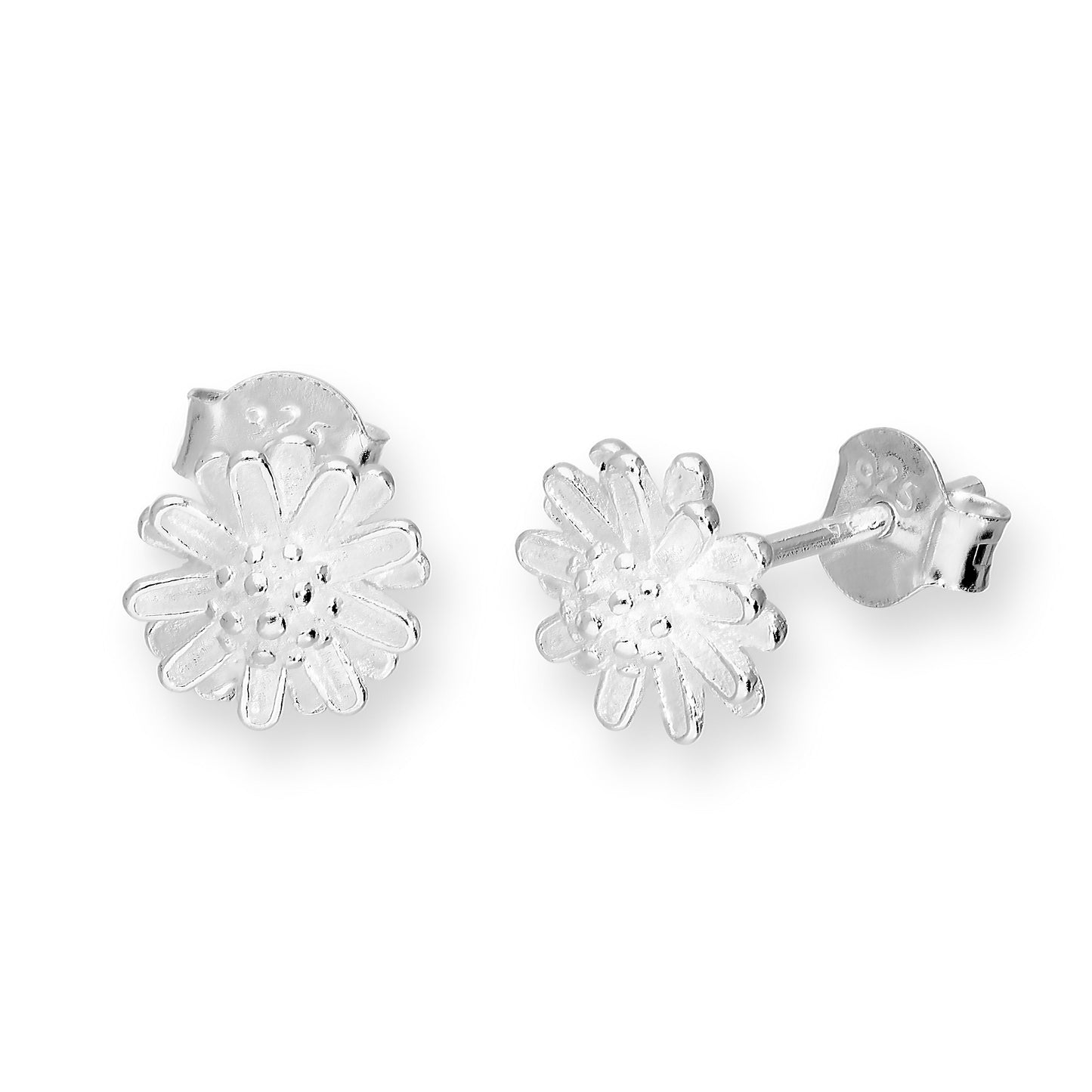 Sterling Silver Flower Head Stud Earrings
