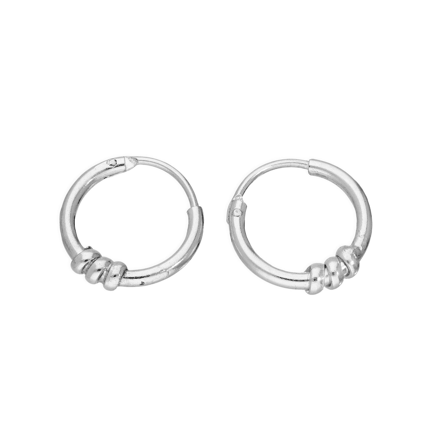 Sterling Silver 10mm Twisted Rope Sleeper Hoop Earrings