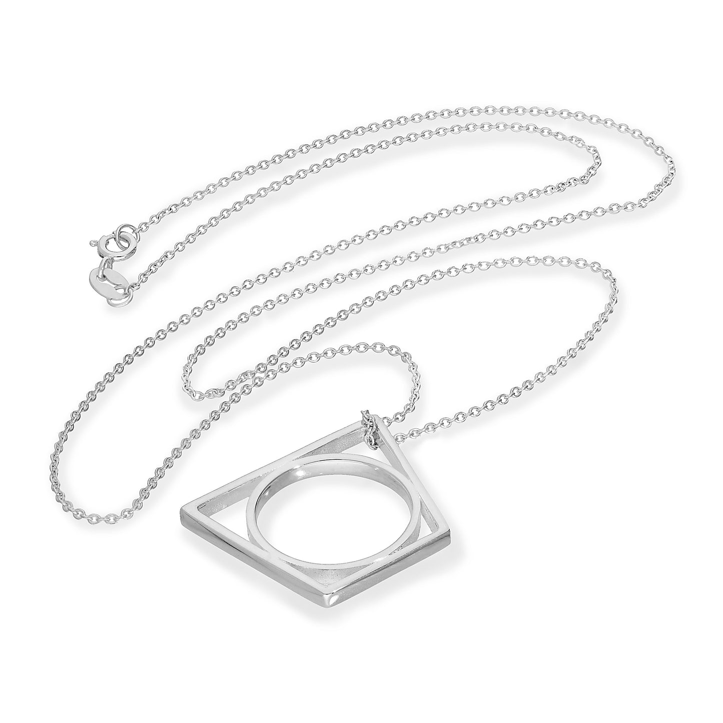 Sterling Silver Trapezium Stacking Ring on Chain 16 - 20 Inches