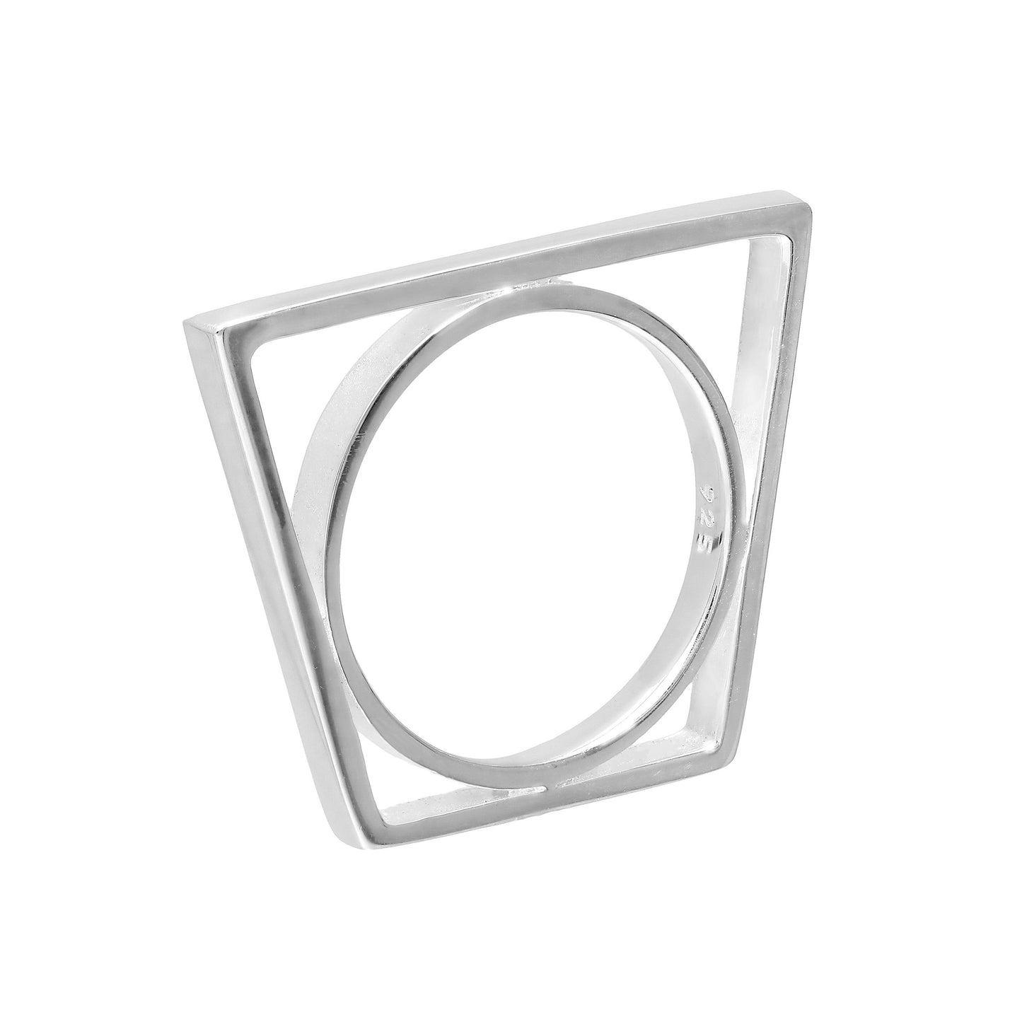 Sterling Silver Trapezium Stacking Ring Size M