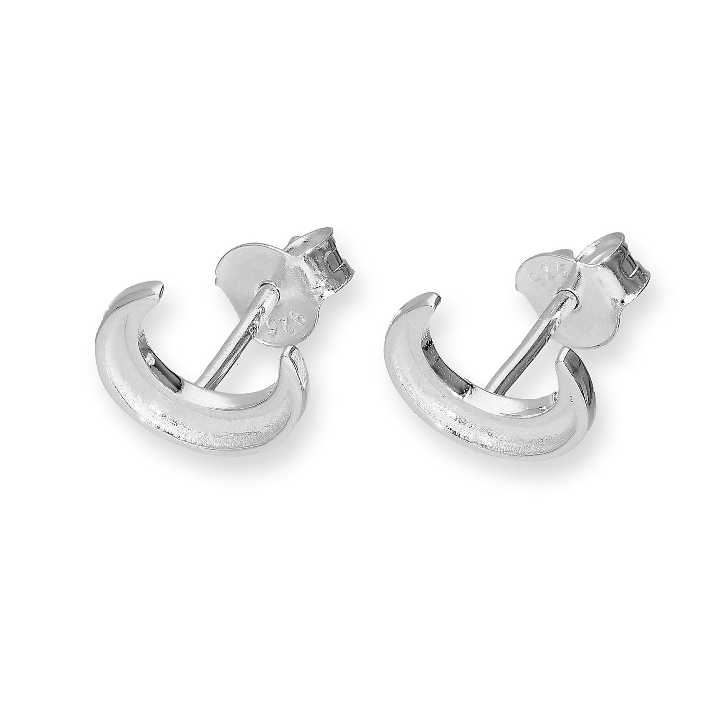 Sterling Silver Crescent Moon Stud Earrings