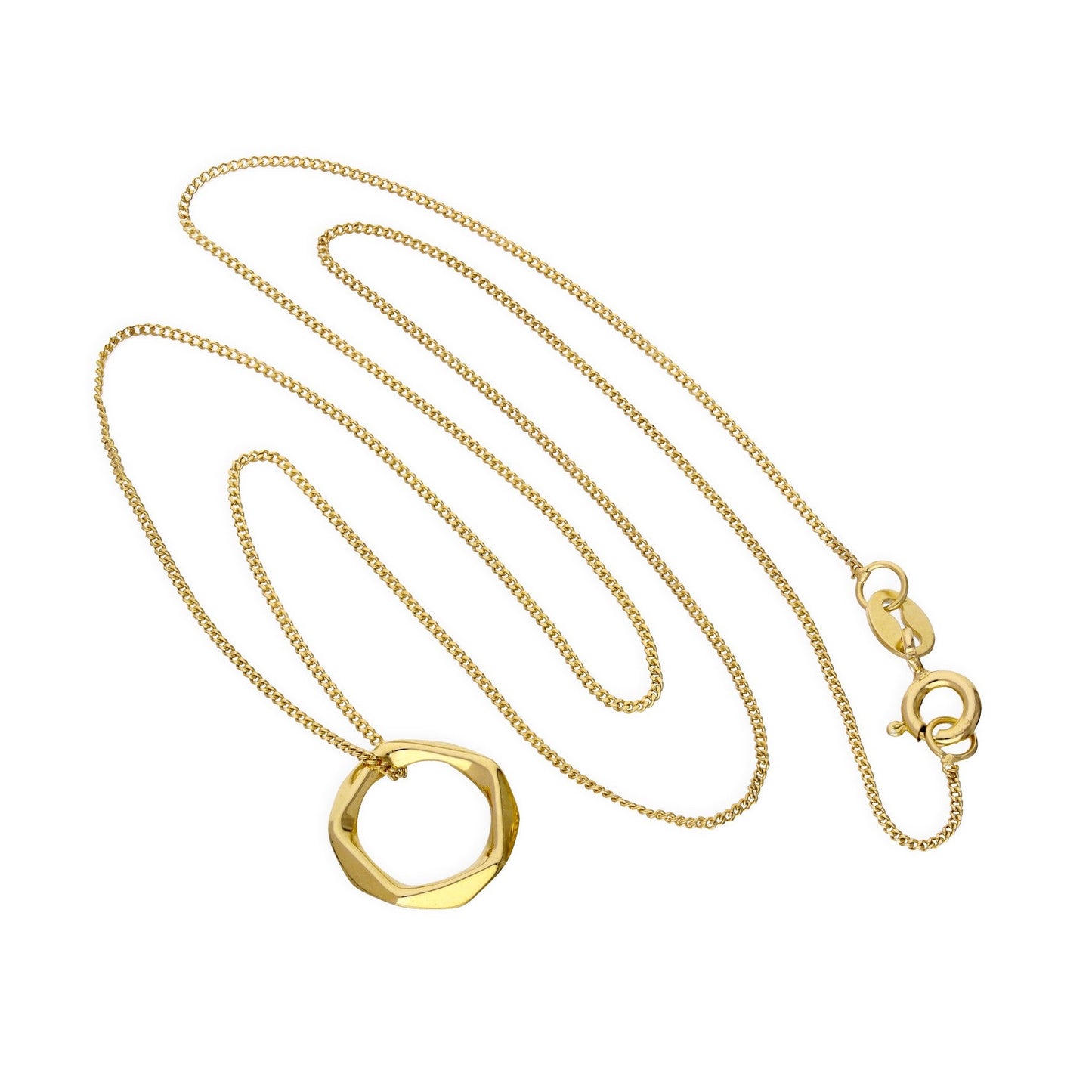 Gold Plated Sterling Silver Pentagon Pendant Necklace 16-22 Inches