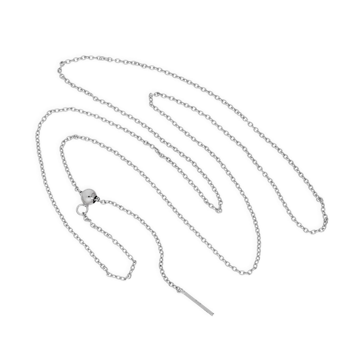 Sterling Silver Adjustable Choker to 20 Inch Belcher Chain Necklace w Bead Slider Clasp