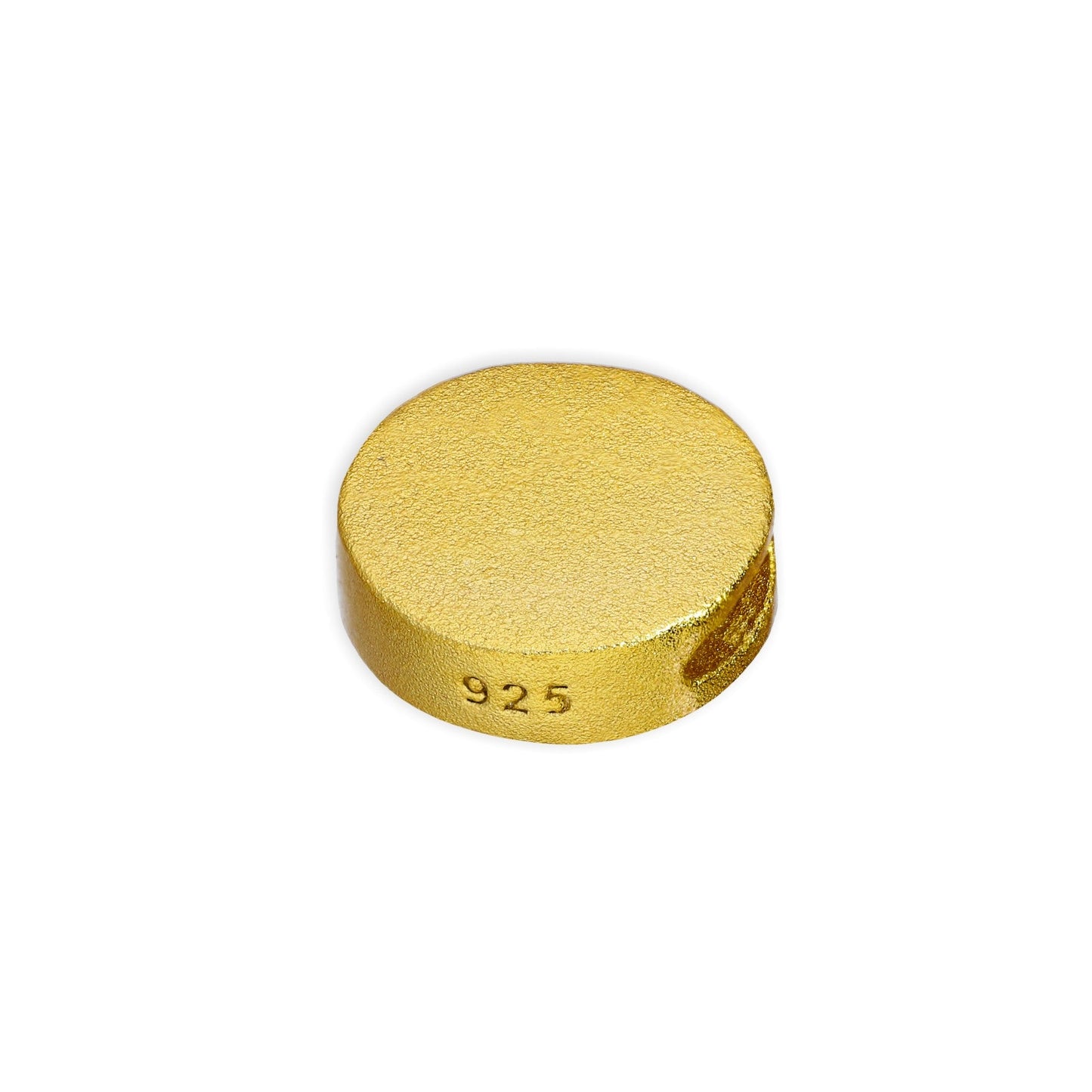 Gold Plated Sterling Silver 9mm Frosted Flat Round Disc Bead