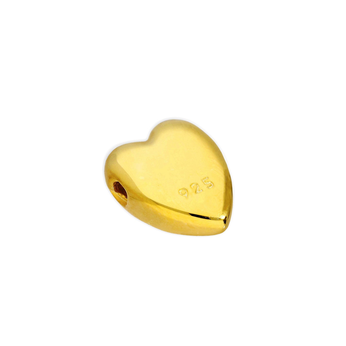 Gold Plated Sterling Silver 6mm Polished Thin Flat Heart Bead