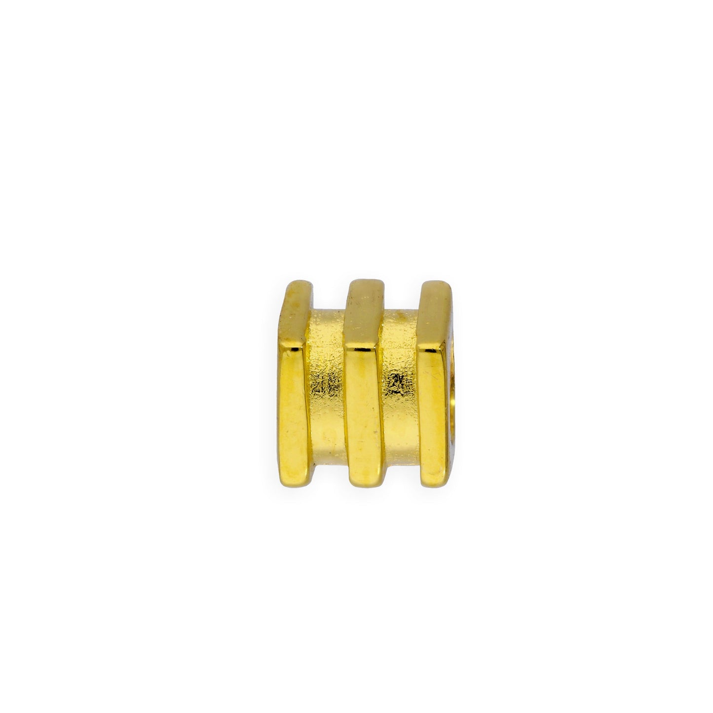 Gold Plated Sterling Silver 4mm 3 Ridged Square Ring Bead