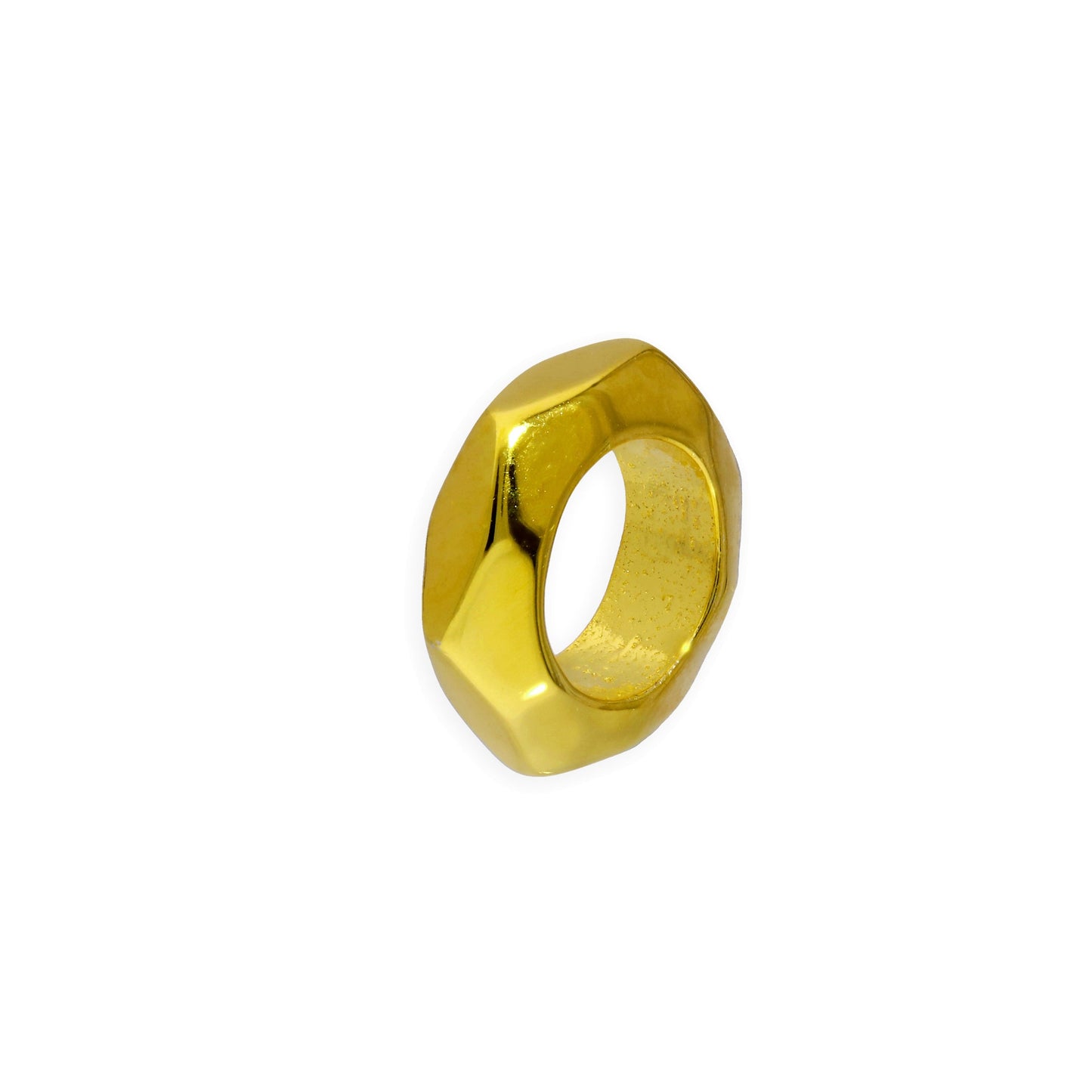 Gold Plated Sterling Silver 2mm Polished Small Hexagon Cut Ring Bead