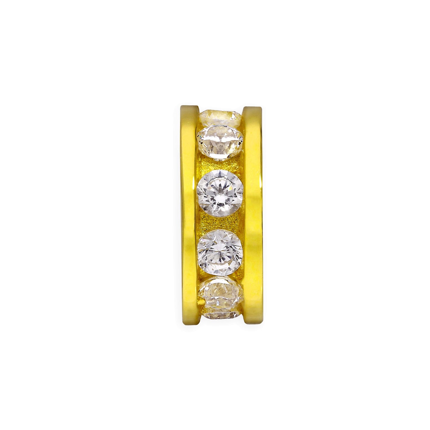 Gold Plated Sterling Silver 3mm Round Channel Set Clear CZ Ring Bead