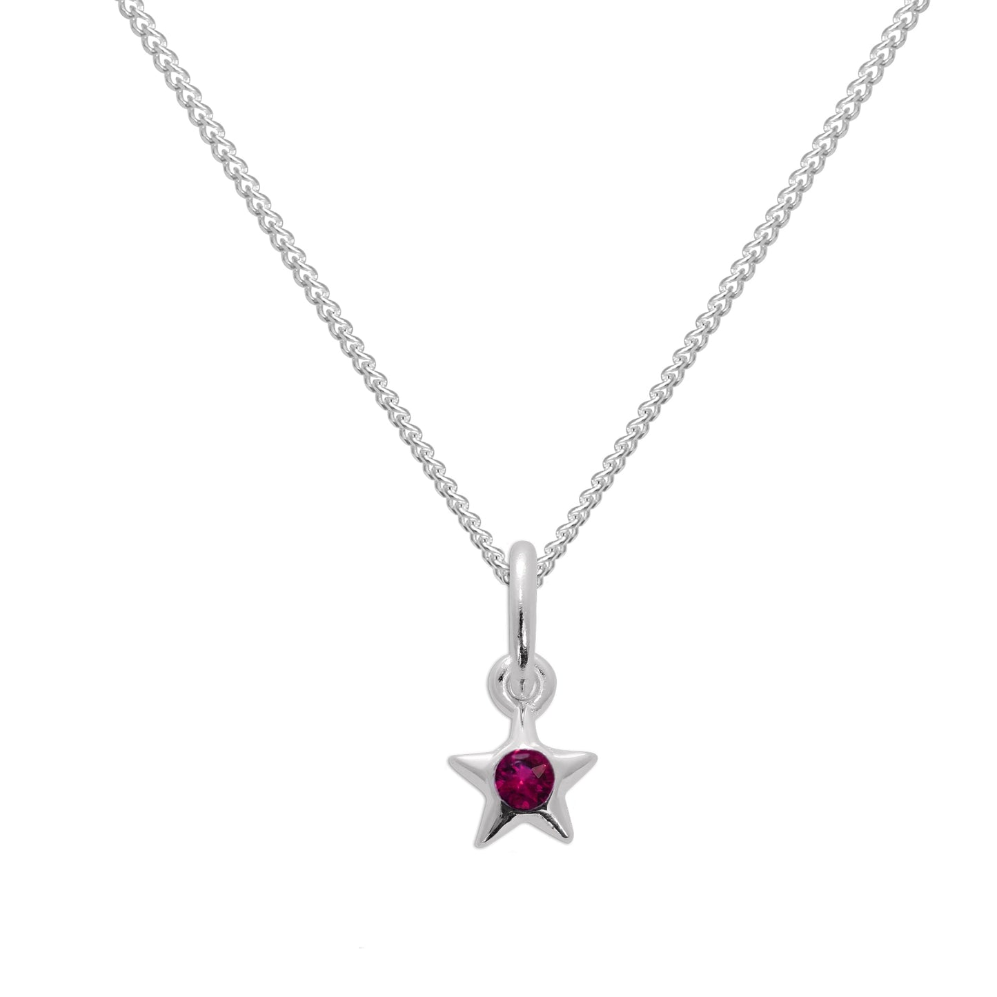 Sterling Silver & Garnet CZ Crystal January Birthstone Star Pendant Necklace 14 - 32 Inches