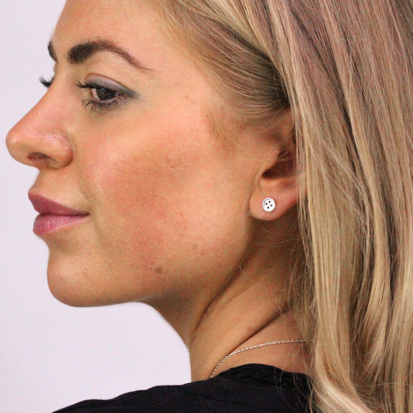 Sterling Silver Round Button Stud Earrings