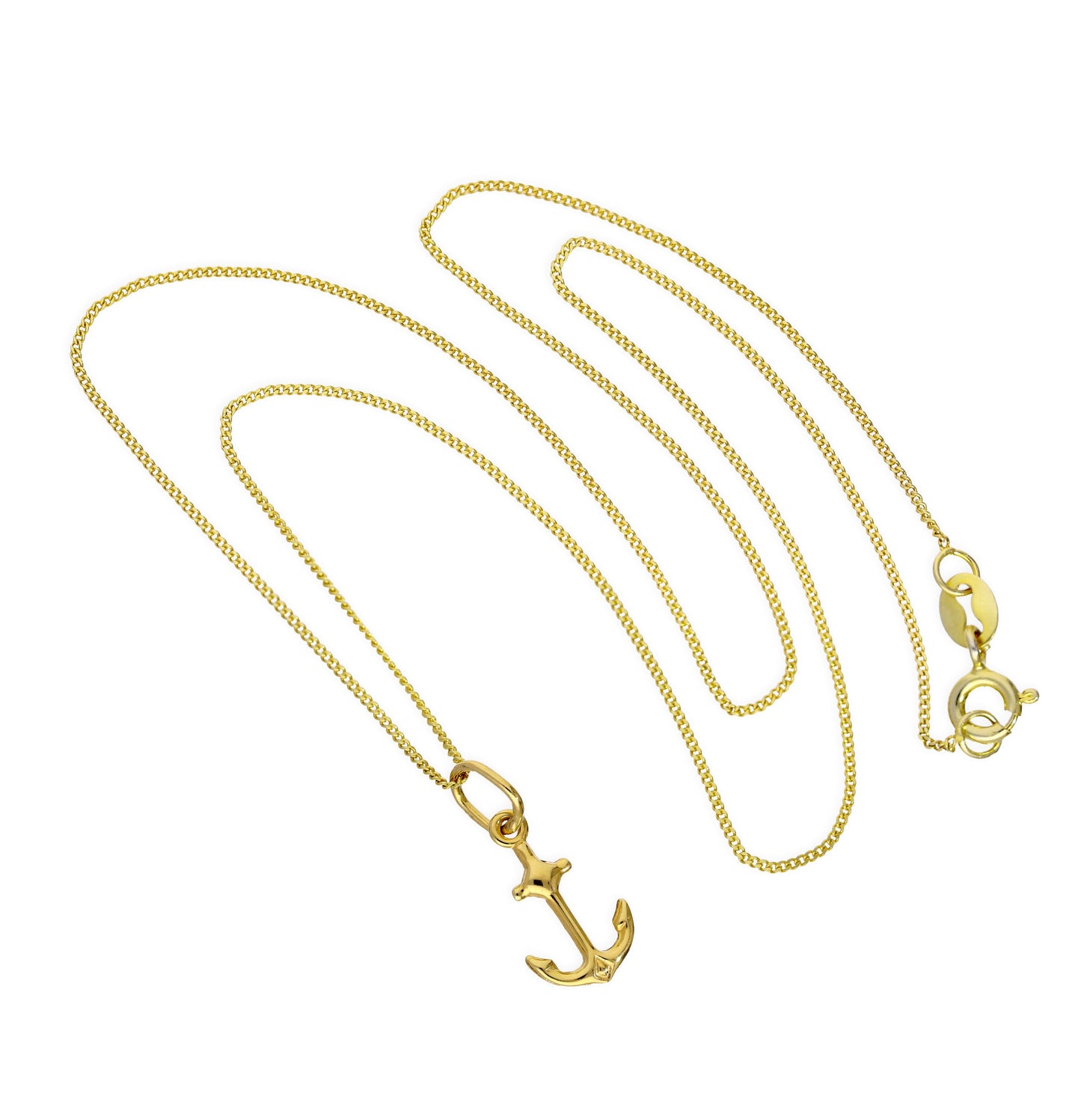 9ct Gold Ship Anchor Pendant Necklace 16 - 20 Inches