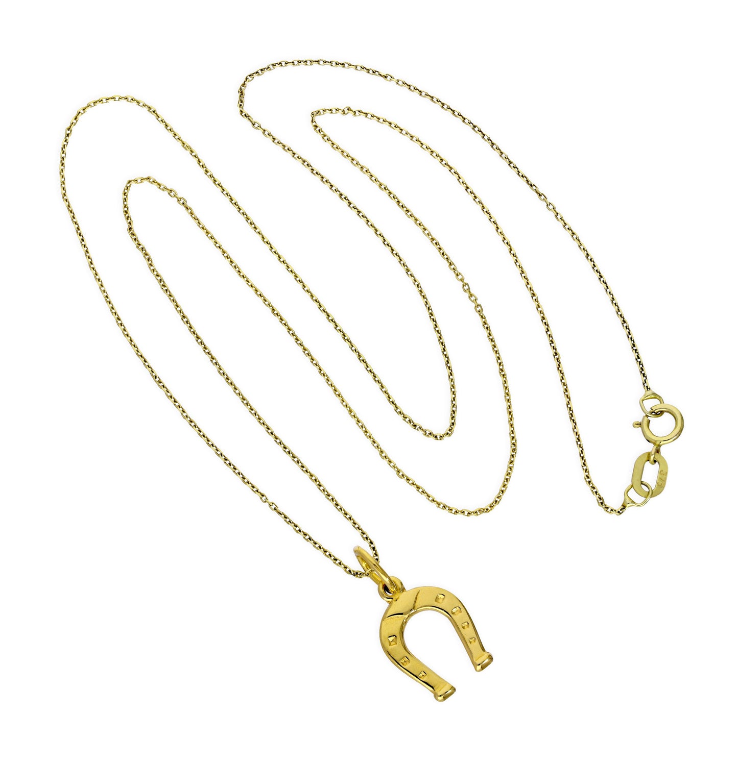 9ct Gold Lucky Horseshoe Pendant Necklace 16 - 20 Inches