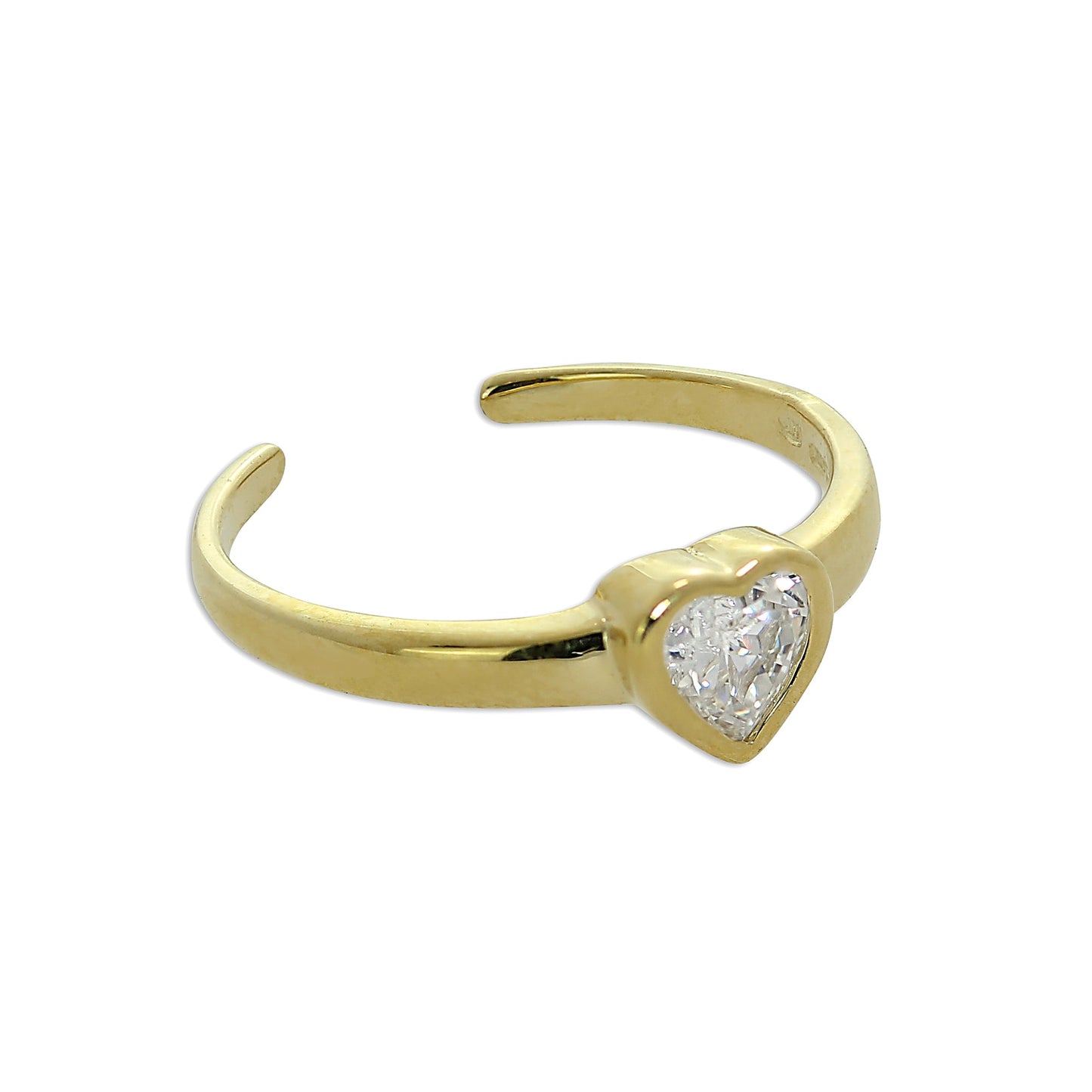 9ct Gold & Clear CZ Crystal Heart Toe Ring