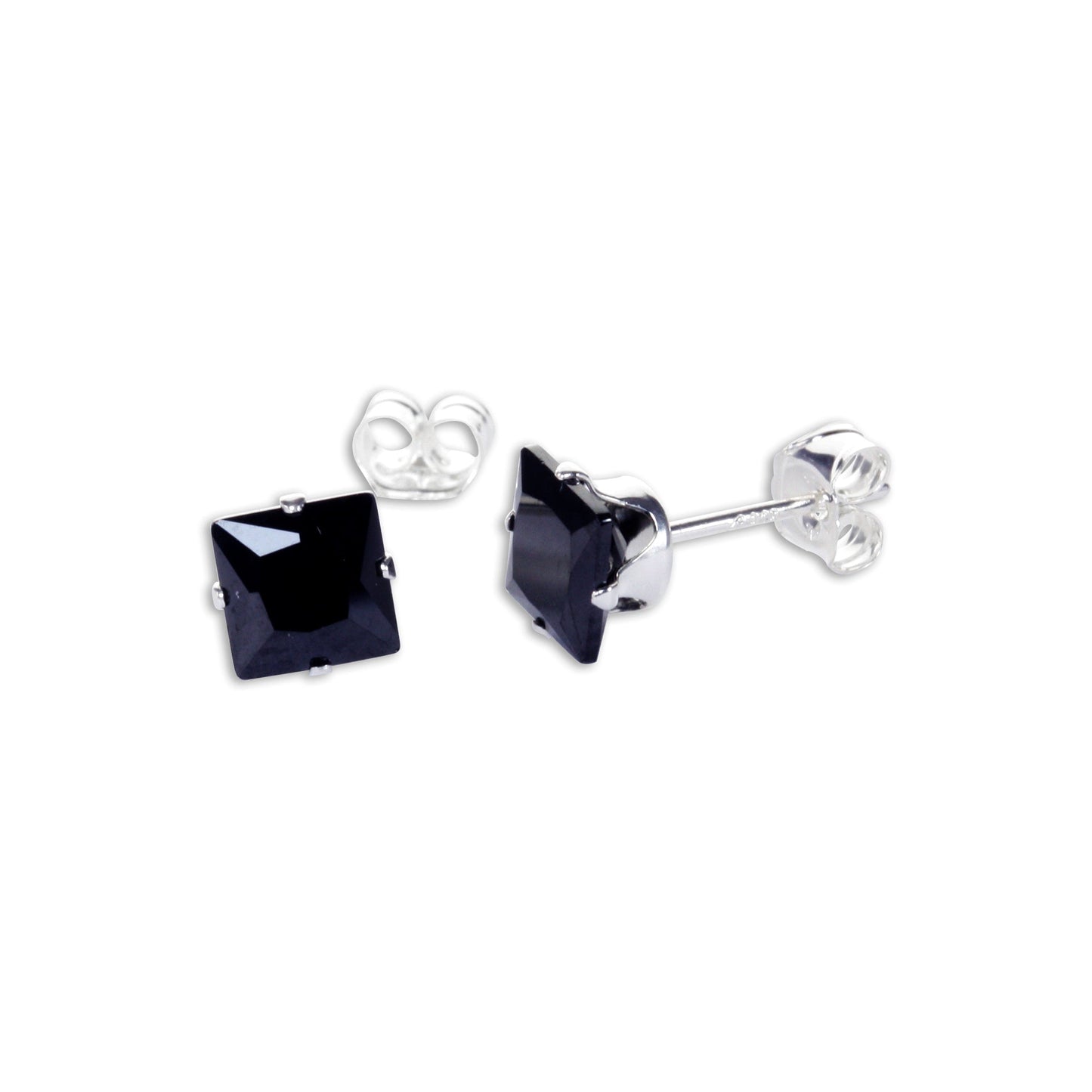 Sterling Silver Square CZ Stud Earrings