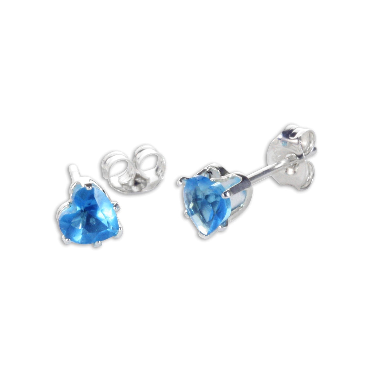 Sterling Silver 4mm Heart CZ Stud Earrings